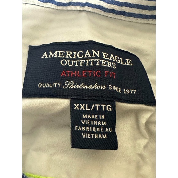 American Eagle Athletic Fit Men's XXL Striped Long Sleeve Shirt - Picture 5 of 7